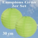 Lampions Grün, 30 cm, 2 Stück