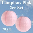 Lampions Pink, 20 cm, 2 Stück