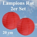 Lampions Rot, 20 cm, 2 Stück