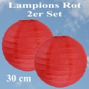 Lampions Rot, 30 cm, 2 Stück