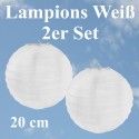 Lampions Weiß, 20 cm, 2 Stück