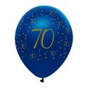 Luftballons, Latexballons Blau Gold 70 zum 70. Geburtstag, 6 Stück
