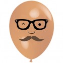 Luftballon Gesicht - Mann mit Brille und Bart, hautfarben, 28-30 cm, 1 Stück