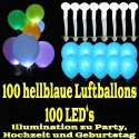 LED-Luftballons, Hellblau, 100 Stück