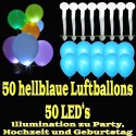 LED-Luftballons, Hellblau, 50 Stück