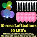LED-Luftballons, Rosa, 10 Stück