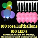 LED-Luftballons, Rosa, 100 Stück
