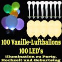 LED-Luftballons, Vanille, 100 Stück