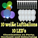 LED-Luftballons, Weiß, 10 Stück