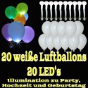 LED-Luftballons, Weiß, 20 Stück