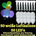 LED-Luftballons, Weiß, 50 Stück