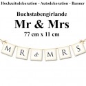 Letterbanner, Mr & Mrs, Dekoration Hochzeit, Hochzeitsauto