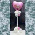 Liebe Mama! Schön, dass es Dich gibt! Ballondeko, Tischdeko mit Herzluftballon in Pink aus Folie ohne Helium zum Muttertag