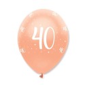 Luftballons, Latexballons Rosegold 40 zum 40. Geburtstag, 6 Stück