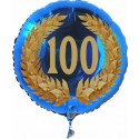 Luftballon aus Folie mit Helium, 100. Geburtstag, Zahl 100 im Lorbeerkranz