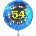Luftballon aus Folie mit Helium, Zahl 54, zum 54. Geburtstag, Balloons, blau