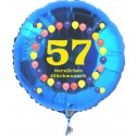 Luftballon aus Folie mit Helium, Zahl 57, zum 57. Geburtstag, Balloons, blau