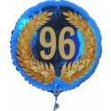 Luftballon aus Folie mit Helium, Zahl 96 im Lorbeerkranz, zu Geburtstag, Jubiläum und Jahrestag