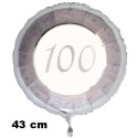 Luftballon aus Folie zum 100. Jubiläum, Silber, 43 cm, inklusive Helium-Ballongas