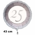 Luftballon aus Folie zum 25. Jubiläum, Silber, 43 cm, inklusive Helium-Ballongas