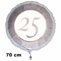 Riesiger Luftballon aus Folie zum 25. Jubiläum, Silber, 70 cm, inklusive Helium-Ballongas
