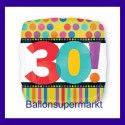 Luftballon aus Folie, Dots and Stripes, zum 30. Geburtstag, mit Helium