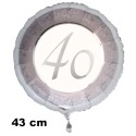 Luftballon aus Folie zum 40. Jubiläum, Silber, 43 cm, inklusive Helium-Ballongas