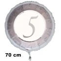 Riesiger Luftballon aus Folie zum 5. Jubiläum, Silber, 70 cm, inklusive Helium-Ballongas