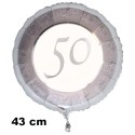 Luftballon aus Folie zum 50. Jubiläum, Silber, 43 cm, inklusive Helium-Ballongas