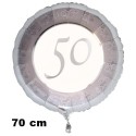 Riesiger Luftballon aus Folie zum 50. Jubiläum, Silber, 70 cm, inklusive Helium-Ballongas