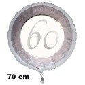 Riesiger Luftballon aus Folie zum 60. Jubiläum, Silber, 70 cm, inklusive Helium-Ballongas