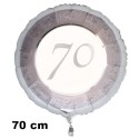 Riesiger Luftballon aus Folie zum 70. Jubiläum, Silber, 70 cm, inklusive Helium-Ballongas