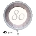 Luftballon aus Folie zum 80. Jubiläum, Silber, 43 cm, inklusive Helium-Ballongas