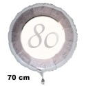 Riesiger Luftballon aus Folie zum 80. Jubiläum, Silber, 70 cm, inklusive Helium-Ballongas
