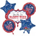 Ballon-Bouquet aus 5 USA-Party Luftballons, Bandana & Blue Jeans, inklusive Helium 