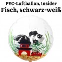 PVC-Folien-Luftballon, Insider, Fisch, schwarz-weiß, inklusive Ballongas