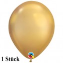 Chrome Luftballon Gold, Latex 27,5 cm Ø 1 Stück, Qualatex