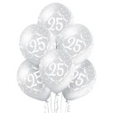 Silberne Luftballons, Zahl 25, zur Silberhochzeit, 6 Stück