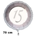 Riesiger Luftballon aus Folie zum 15. Jubiläum, Silber, 70 cm, inklusive Helium-Ballongas