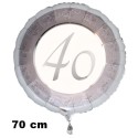 Riesiger Luftballon aus Folie zum 40. Jubiläum, Silber, 70 cm, inklusive Helium-Ballongas