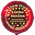 Zum Abitur! Roter Luftballon, personalisiert mit dem Vornamen, Herzlichen Glückwunsch, inkl. Helium-Ballongas