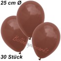 Luftballons 25 cm Ø, Braun, 30 Stück, 3 x 10