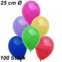 Luftballons 25 cm Ø, Bunt gemischt, 100 Stück
