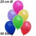 Luftballons 25 cm Ø, Bunt gemischt, 50 Stück