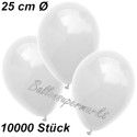 Luftballons 25 cm Ø, Weiß, 10000 Stück