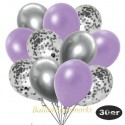 30er Luftballon-Set, 10 Silber-Konfetti, 10 Metallic-Lila und 10 Chrome-Silber Luftballons