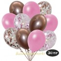 30er Luftballon-Set, 5 Roségold, 5 Rosa-Konfetti,10 Metallic-Rosé und 10 Chrome-Roségold Luftballons