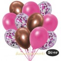 50er Luftballon-Set, 15 Pink-Konfetti, 18 Metallic-Pink und 17 Chrome-Kupfer Luftballons