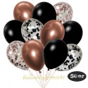 50er Luftballon-Set, 8 Roségold, 7 Schwarz-Konfetti, 18 Metallic-Schwarz und 17 Chrome-Kupfer Luftballons