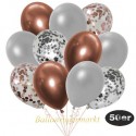 50er Luftballon-Set, 8 Roségold, 7 Silber-Konfetti, 18 Metallic-Silber und 17 Chrome-Kupfer Luftballons